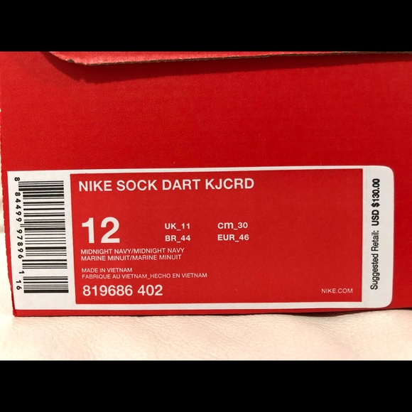 Nike Sock Dart KJCRD Navy Orange Size 12 New - Picture 8 of 8